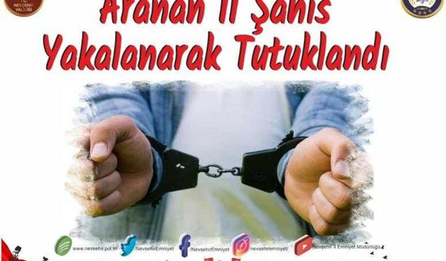 Aranan 11 Şahıs Yakalanarak Tutuklandı.