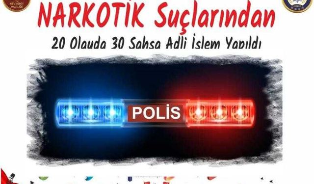 Narkotik Suçlarından 20 Olayda 30 Şahsa Adli İşlem Yapıldı.