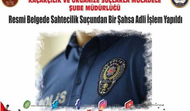 Resmi Belgede Sahtecilik Suçundan Bir Şahsa Adli İşlem Yapıldı