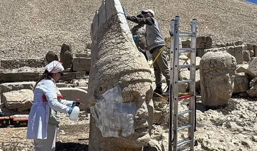 Nemrut Dağı'ndaki dev heykeller, nano kireç teknolojisiyle korunmaya alınıyor.