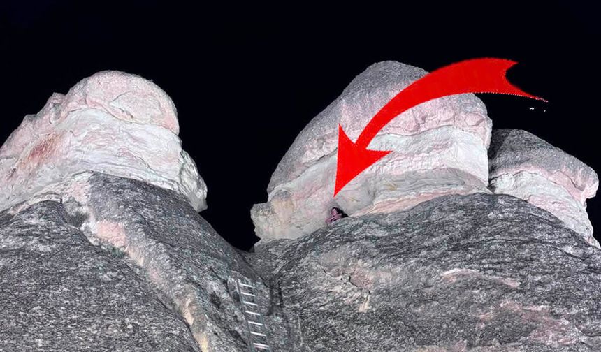 Paşabağları Mevkiindeki Peribacasına Çıkan Yabancı Turist Mahsur Kaldı.