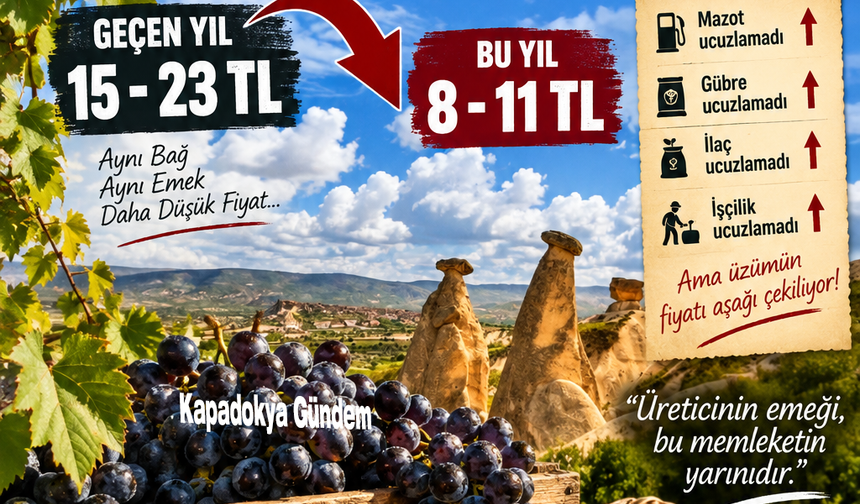 ÜRGÜP’TE ÜZÜM FİYATI TEPKİSİ: “ÜRETİCİNİN EMEĞİ YOK SAYILIYOR”