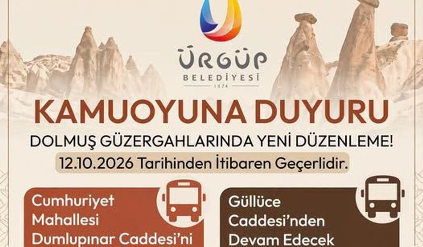 Ürgüp’te Dolmuş Güzergâhları Yeniden Düzenleniyor.